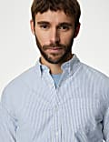Easy Iron Pure Cotton Striped Oxford Shirt