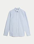 Easy Iron Pure Cotton Striped Oxford Shirt