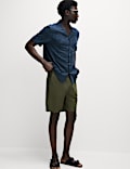 Regular Fit Linen Rich Short Sleeve Print Shirt