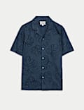 Regular Fit Linen Rich Short Sleeve Print Shirt