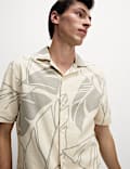 Chemise en lin à imprimé feuille