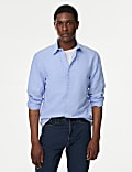 Cotton Linen Blend Check Shirt