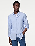 Cotton Linen Blend Fine Stripe Shirt