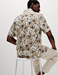 Regular Fit Linen Rich Printed Shirt