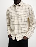 Cotton Linen Blend Checked Shirt