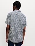 Regular Fit Linen Rich Printed Shirt