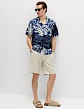 Linen Blend Hawaiian Short Sleeve Shirt