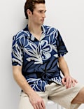 Linen Blend Hawaiian Short Sleeve Shirt