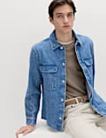 Overshirt van zuiver katoenen denim met normale pasvorm