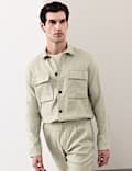 Linen Blend Twill Performance Overshirt