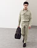 Linen Blend Twill Performance Overshirt