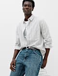 Relaxed Fit Cotton Rich Striped Oxford Shirt