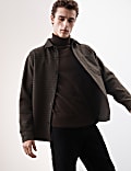 Wool Blend Houndstooth Overshirt