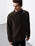 Wool Blend Houndstooth Overshirt