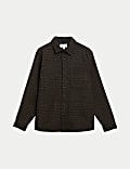 Wool Blend Houndstooth Overshirt