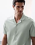 Pure Cotton Textured Cuban Collar Shirt