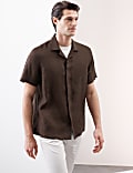 Pure Linen Herringbone Cuban Collar Shirt
