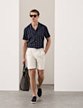 Chemise &agrave; manches courtes et rayures en seersucker froiss&eacute;
