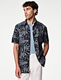 Easy Iron Pure Cotton Palm Print Shirt