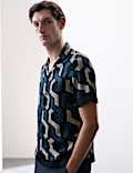 Regular Fit Geometric Print Short Sleeve Shirt