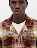 Pure Cotton Checked Revere Collar Flannel Shirt