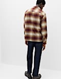 Pure Cotton Checked Revere Collar Flannel Shirt