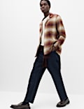 Pure Cotton Checked Revere Collar Flannel Shirt