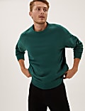 Sweat 100&nbsp;% coton à col rond et manches raglan
