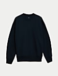 Sweatshirt in Übergröße mit hohem Baumwollanteil und Rundhalsausschnitt
