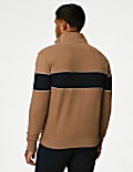 Pure Cotton Colour Block Half Zip Sweatshirt