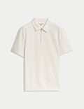 Oversized Fit Cotton Rich Textured Polo Shirt