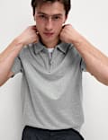 Oversized Fit Cotton Rich Textured Polo Shirt