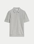Oversized Fit Cotton Rich Textured Polo Shirt