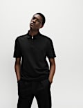Strukturiertes Oversize-Poloshirt mit hohem Baumwollanteil