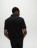 Oversized Fit Cotton Rich Textured Polo Shirt