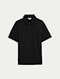 Strukturiertes Oversize-Poloshirt mit hohem Baumwollanteil
