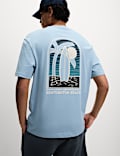 Zuiver katoenen T-shirt met surfplank