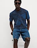Pure Cotton Exploded Palm Print Polo Shirt