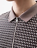 Cotton Rich Geometric Half Zip Polo Shirt