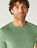 T-Shirt aus reiner Baumwolle mit Rundhalsausschnitt und Wellendesign