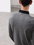 Pure Cotton Textured Long Sleeve Polo Shirt
