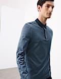 Polo 100 % coton texturé à manches longues