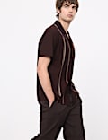 Cotton Rich Striped Revere Polo Shirt