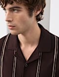 Cotton Rich Striped Revere Polo Shirt