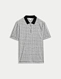 Pure Supima® Cotton Geometric Print Polo Shirt
