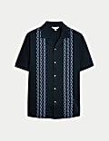 Pure Cotton Chain Print Revere Polo Shirt