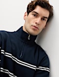 Pure Cotton Striped Half Zip Sweatshirt