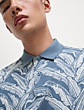 Pure Cotton Banana Leaf Print Polo Shirt