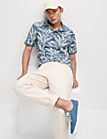 Pure Cotton Banana Leaf Print Polo Shirt