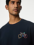 T-Shirt aus reiner Baumwolle mit Fahrradmotiv